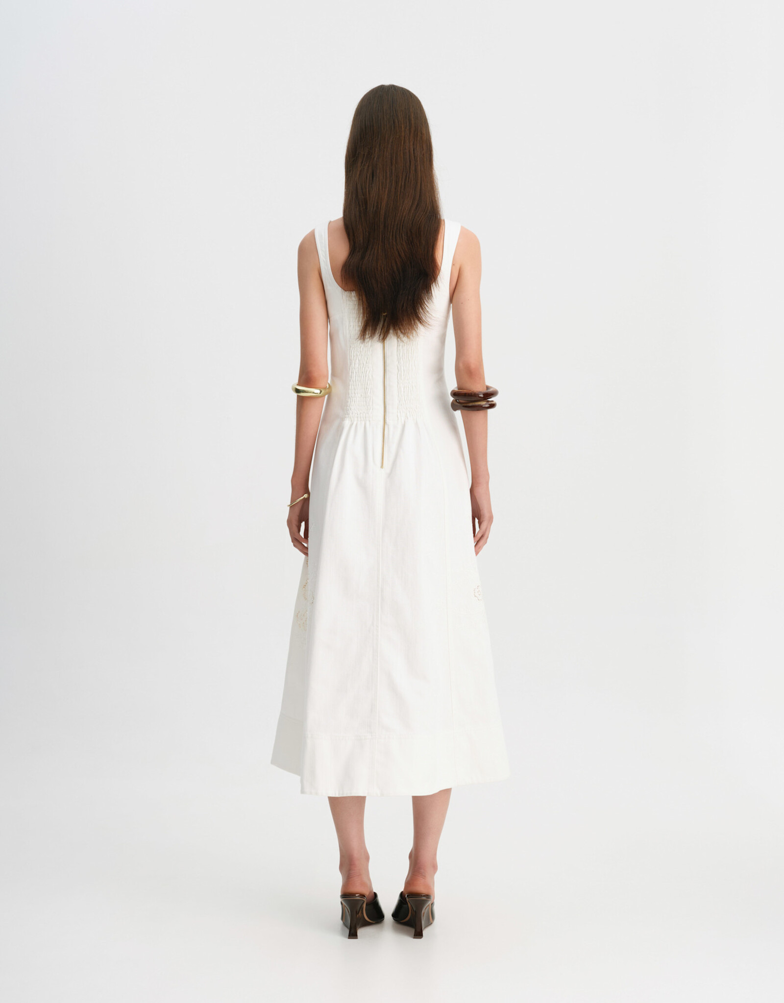 AJE. Halo Embroidered Midi Dress