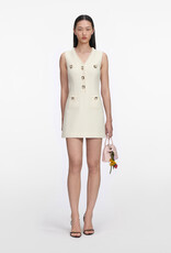 Self Portrait Cream Sleeveless Boucle Mini Dress