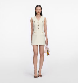 Self Portrait Cream Sleeveless Boucle Mini Dress