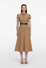 Self Portrait Tan Twill Belted Midi Dress