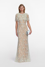 Self Portrait Mint Embellished Cape Maxi Dress