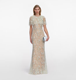Self Portrait Mint Embellished Cape Maxi Dress