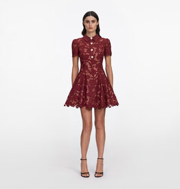 Self Portrait Burgundy Lace Mini Dress