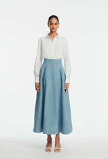Lela Rose Denim A-Line Skirt
