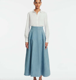 Lela Rose Denim A-Line Skirt
