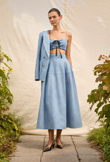 Lela Rose Denim A-Line Skirt