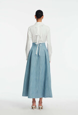 Lela Rose Denim A-Line Skirt