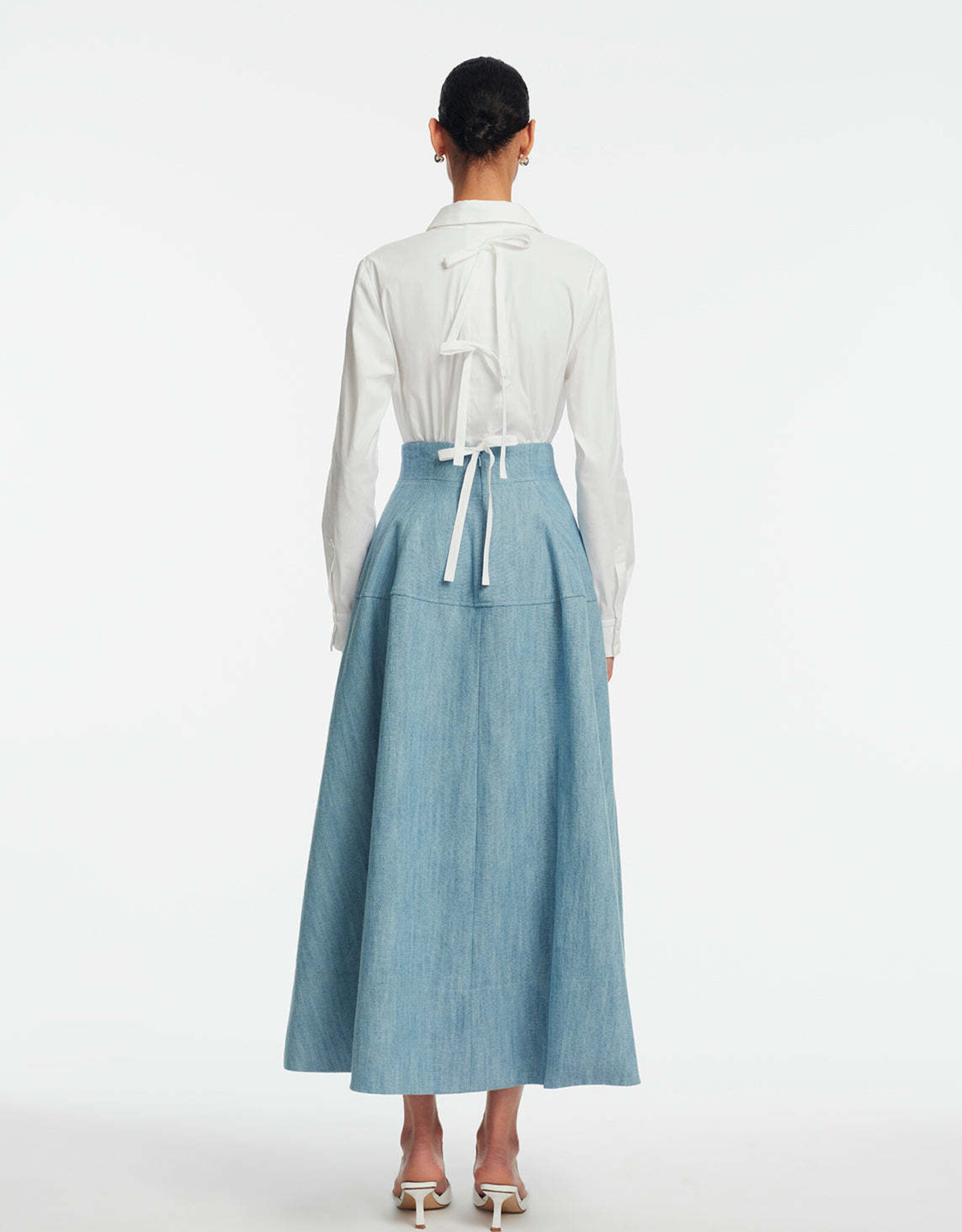 Lela Rose Denim A-Line Skirt