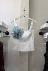 Lela Rose Peony Embroidered Cotton Poplin Scoop Neck Top