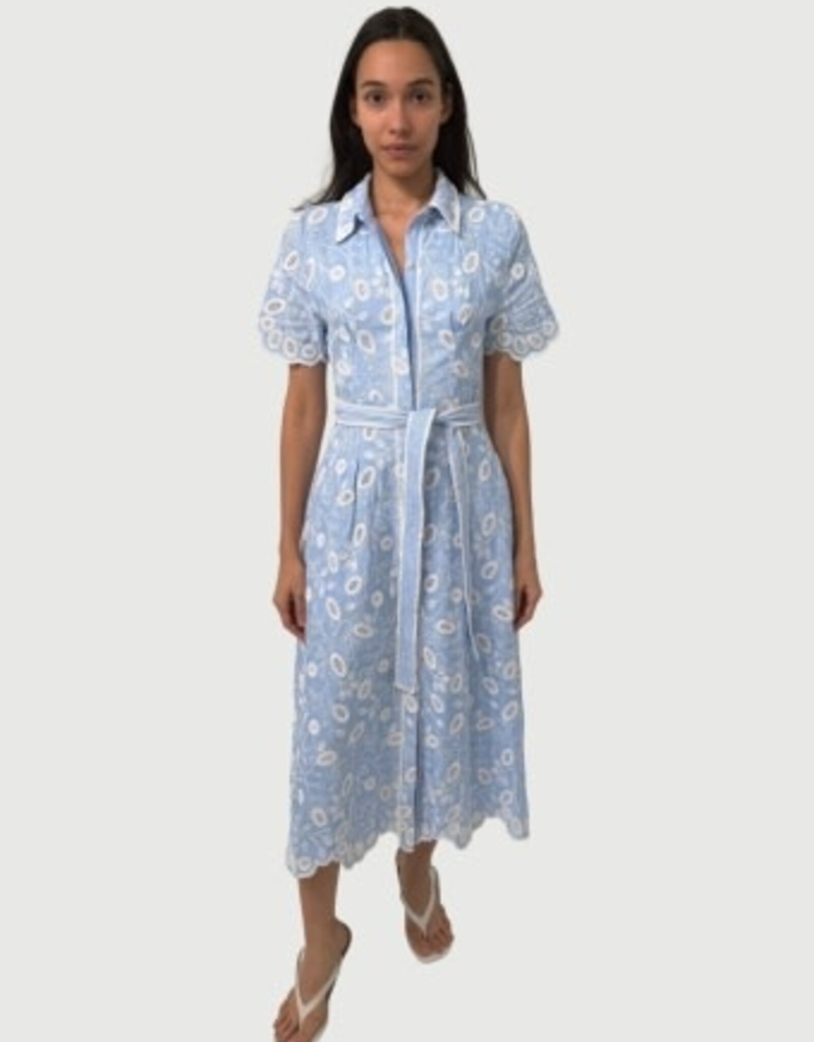 SIMKHAI AUDRIA S/S BELTED MIDI DRESS