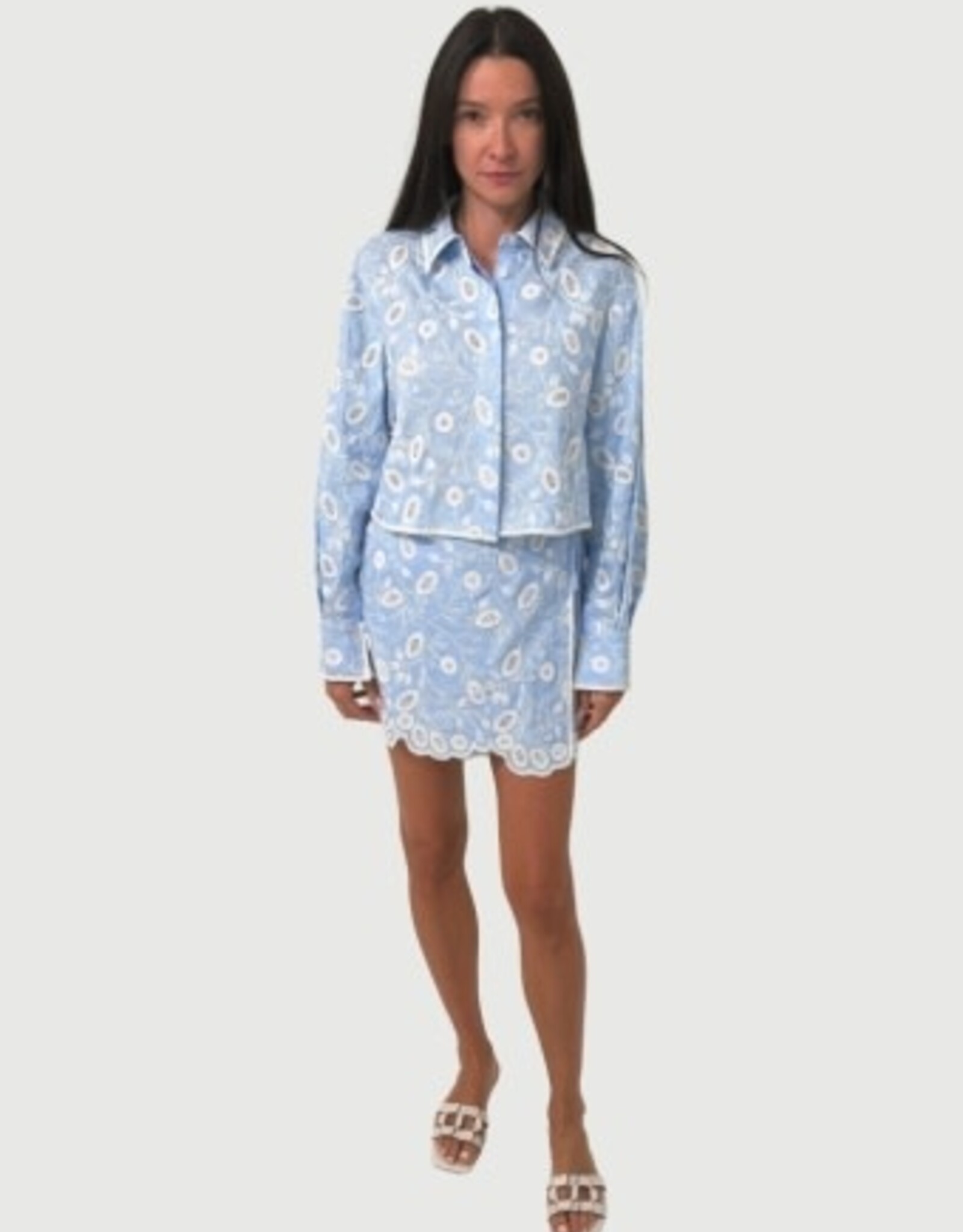 SIMKHAI FARLOWE CROPPED BUTTON DOWN SHIRT