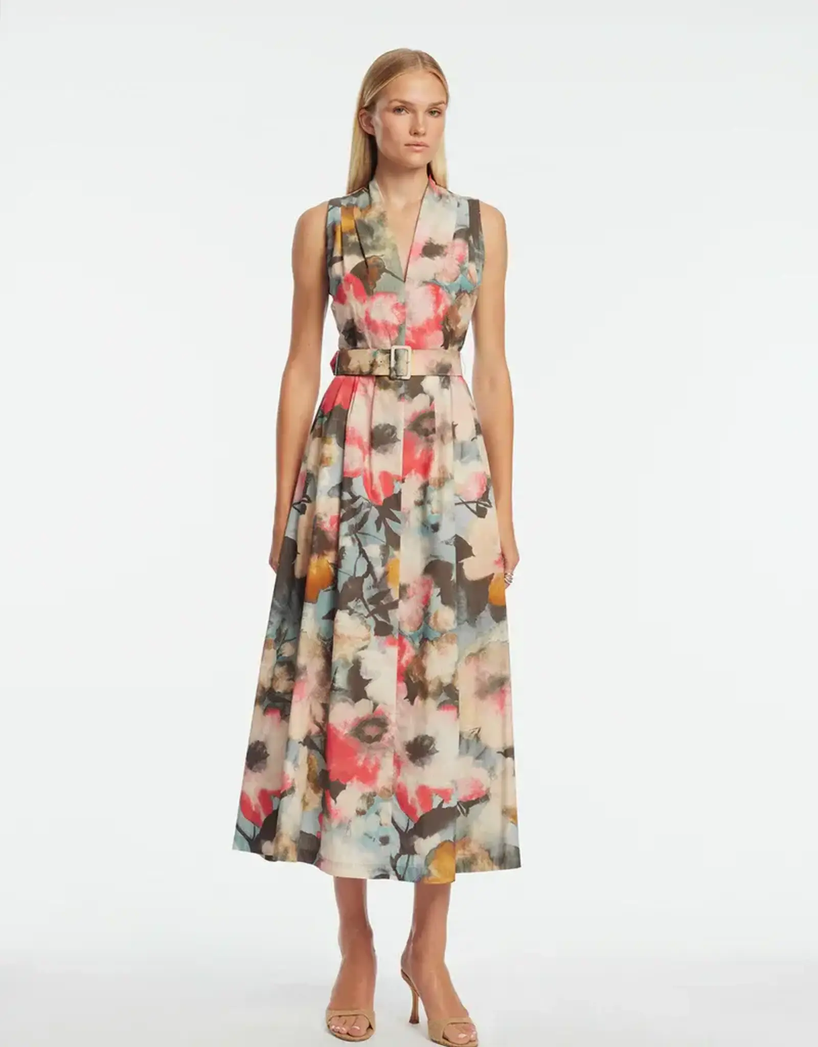 Lela Rose Floral Printed Cotton Margot Dress