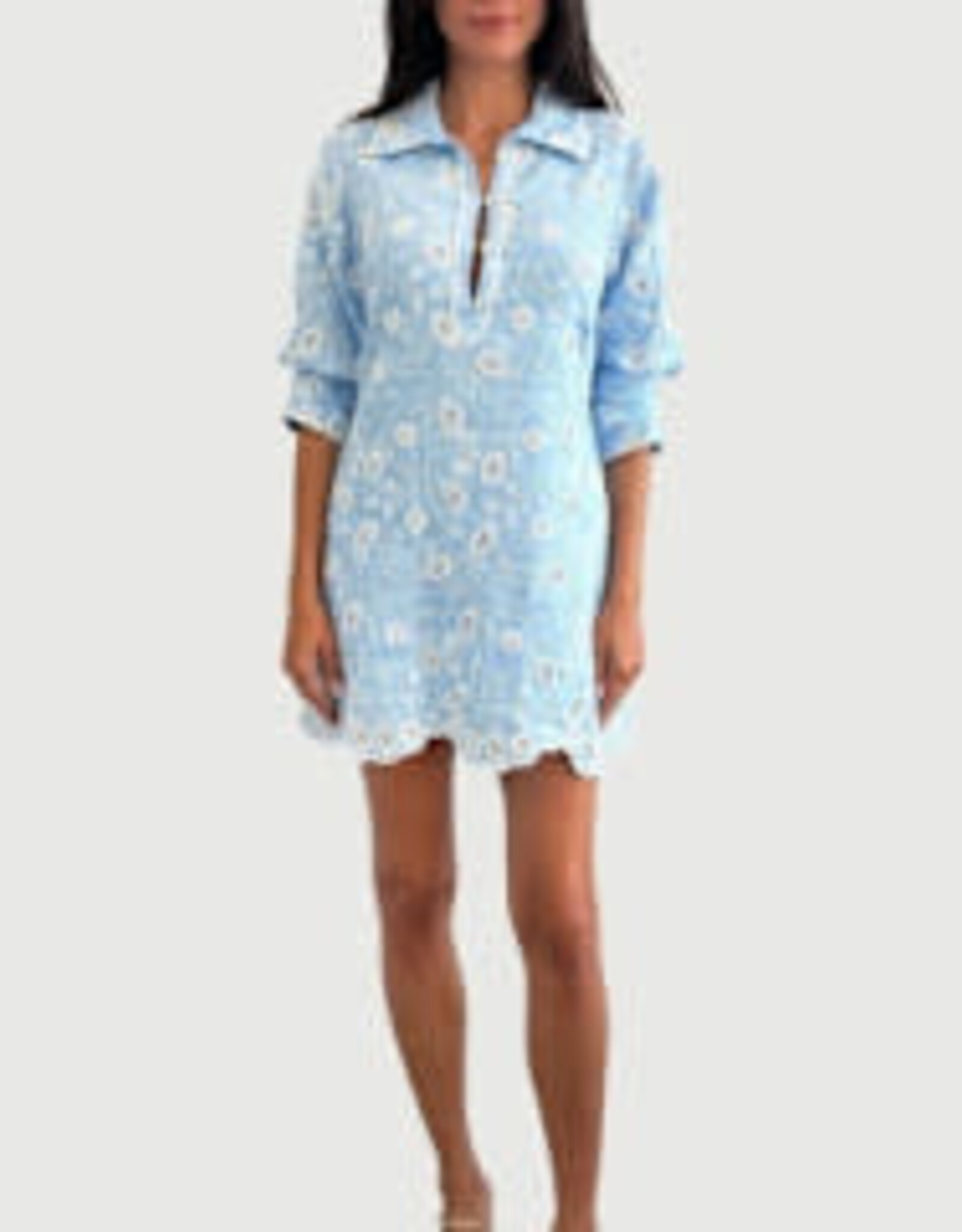 SIMKHAI FREYA EMBROIDERED LINEN MINI DRESS