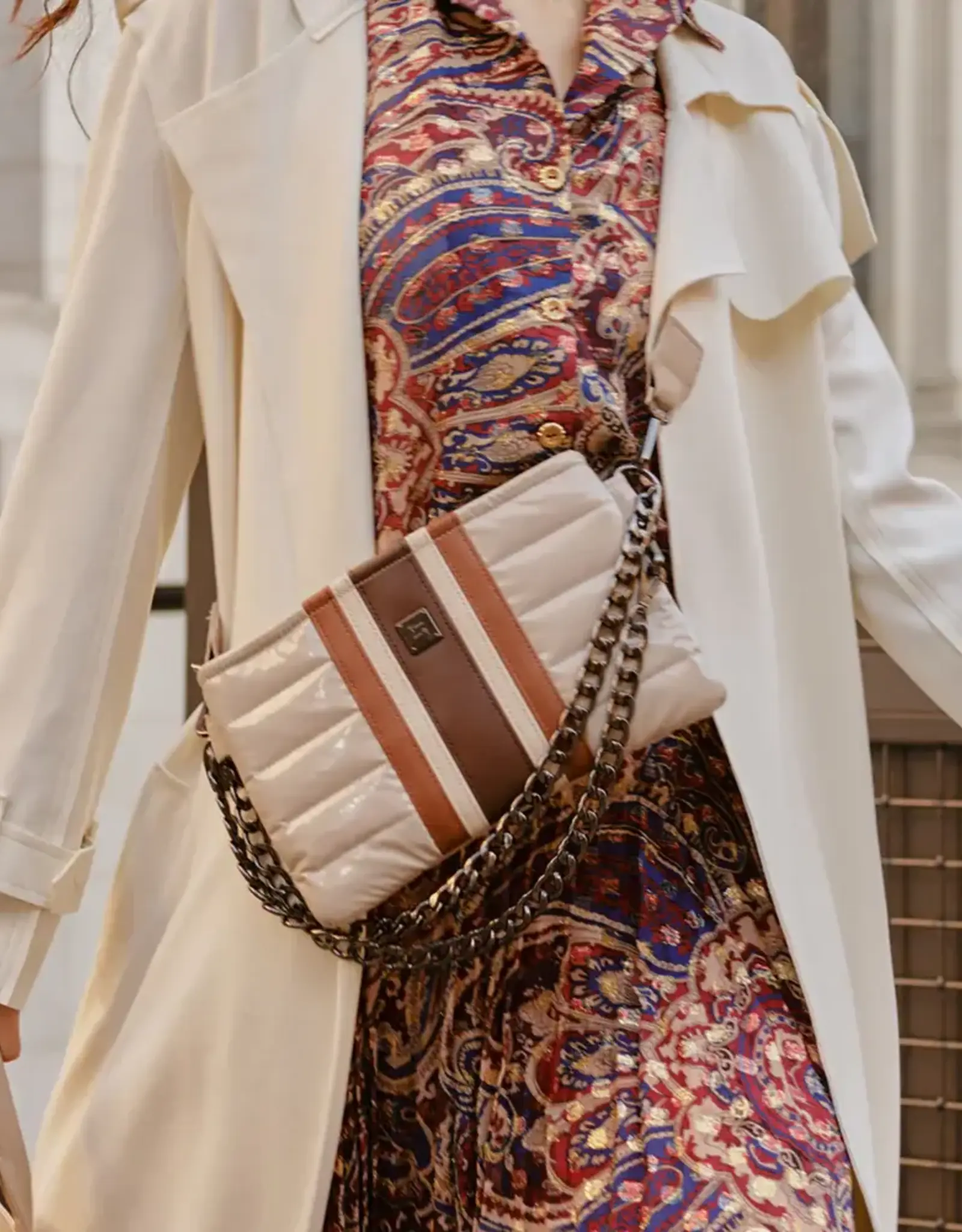 Think Royln Almost Famous- Colorblock Luxe Stripe- Blonde Patent