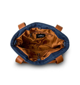 Think Royln High Note Tote- Mocha Luxe Trim-Dark Denim