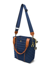 Think Royln High Note Tote- Mocha Luxe Trim-Dark Denim