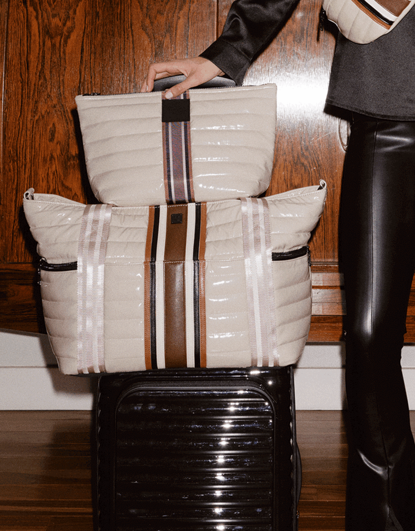 Think Royln Jetset Wingman- Colorblock Luxe Stripe- Blonde Patent