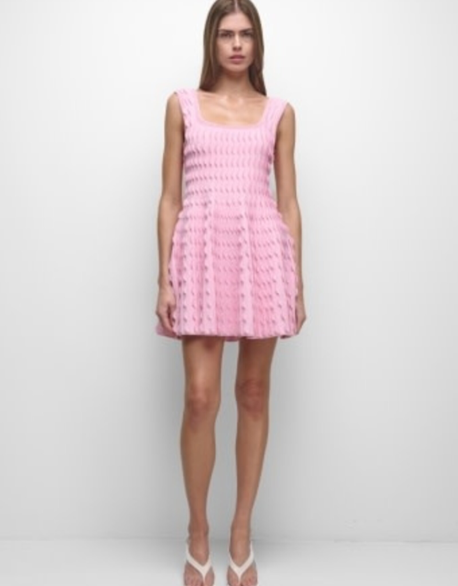 SIMKHAI VANNA SCALLOPED KNIT MINI DRESS