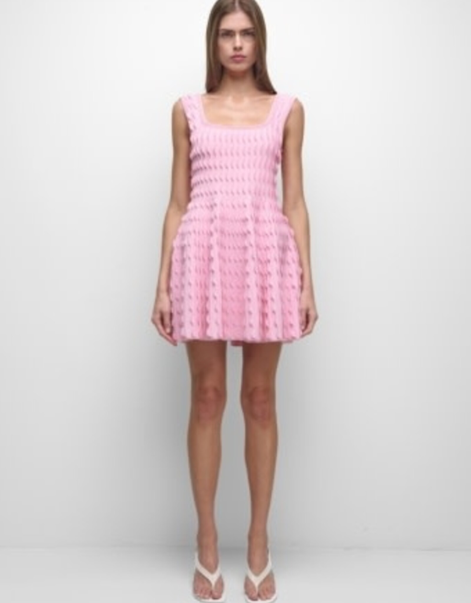 SIMKHAI VANNA SCALLOPED KNIT MINI DRESS