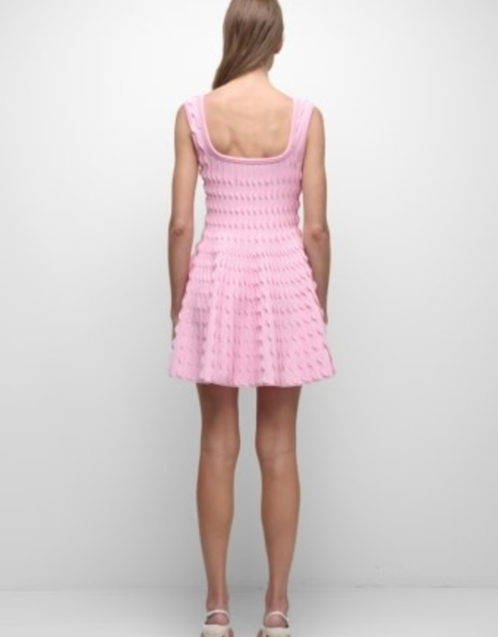 SIMKHAI VANNA SCALLOPED KNIT MINI DRESS