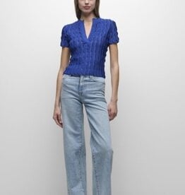 SIMKHAI MALLORIE SCALLOPED KNIT POLO