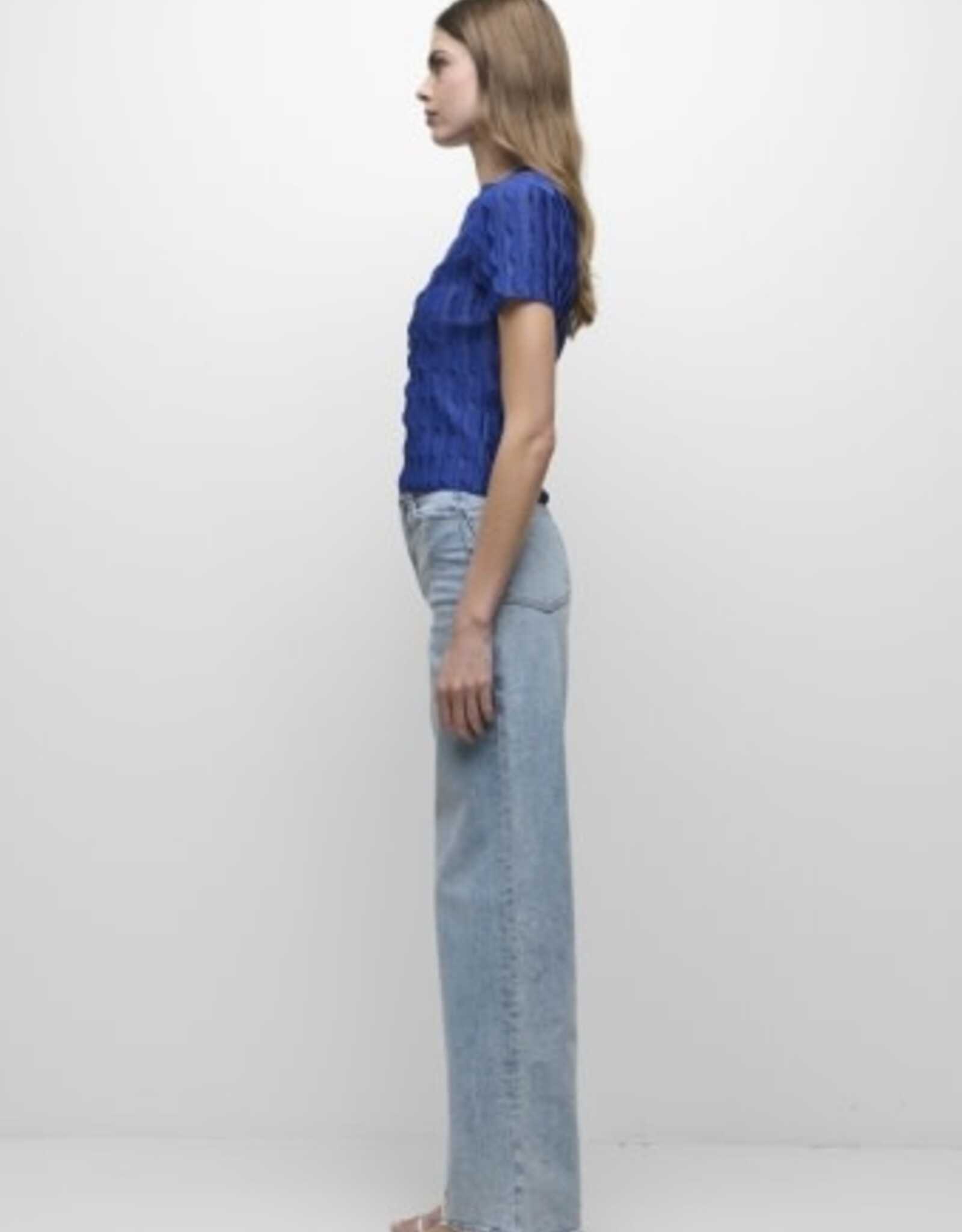SIMKHAI MALLORIE SCALLOPED KNIT POLO