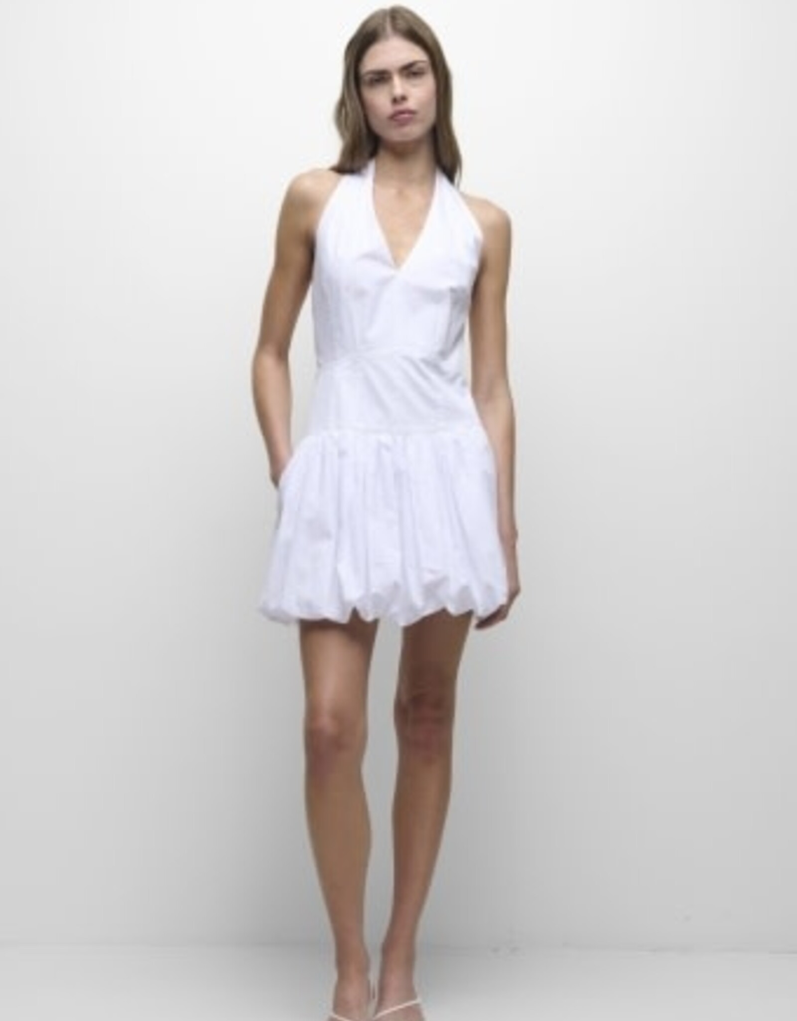 SIMKHAI BROOKE COTTON HALTER MINI DRESS