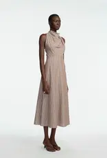 Lela Rose Striped Heathered Cotton Draped Halter Dress