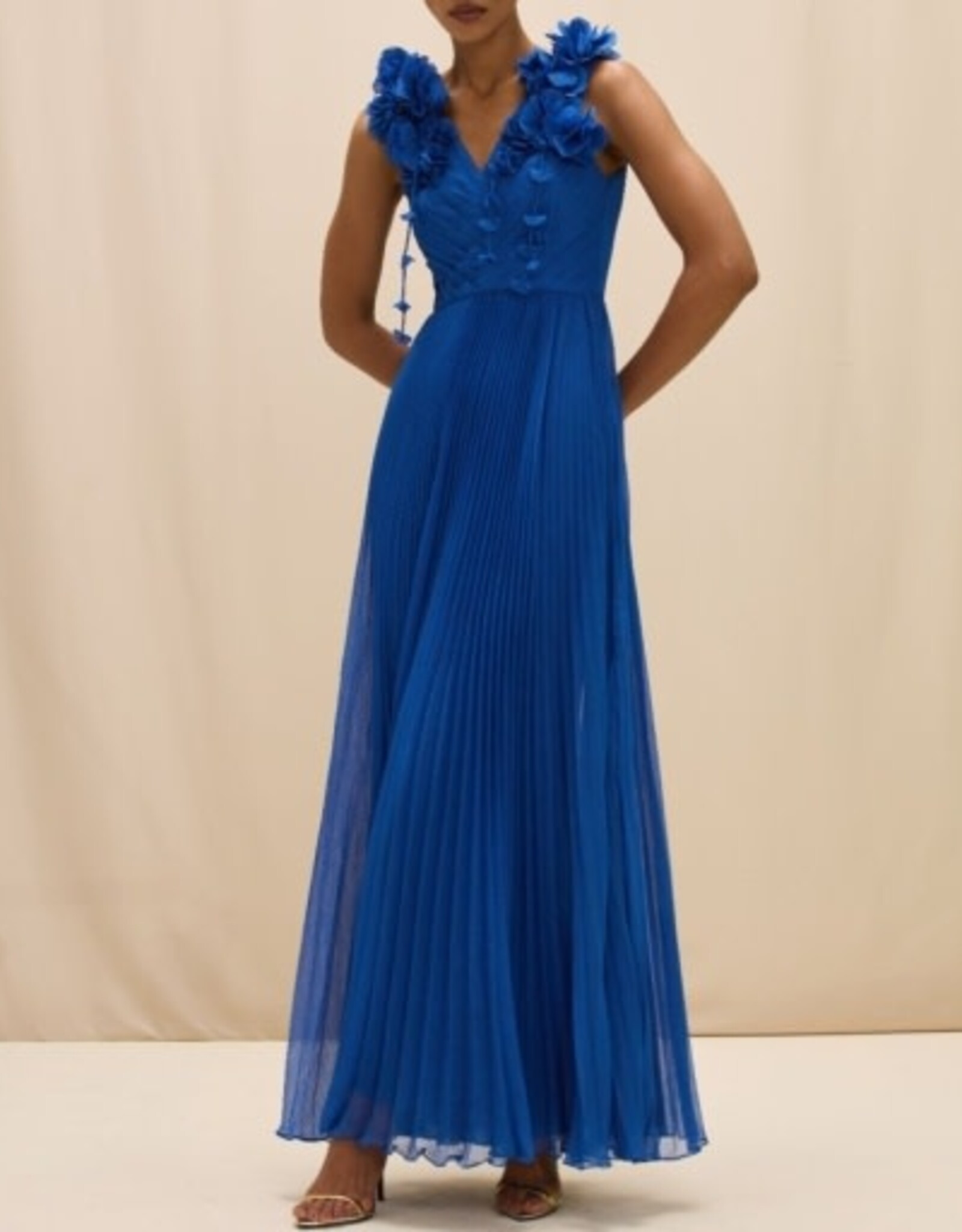 PatBo CHIFFON CARMEN FLOWERS MAXI DRESS