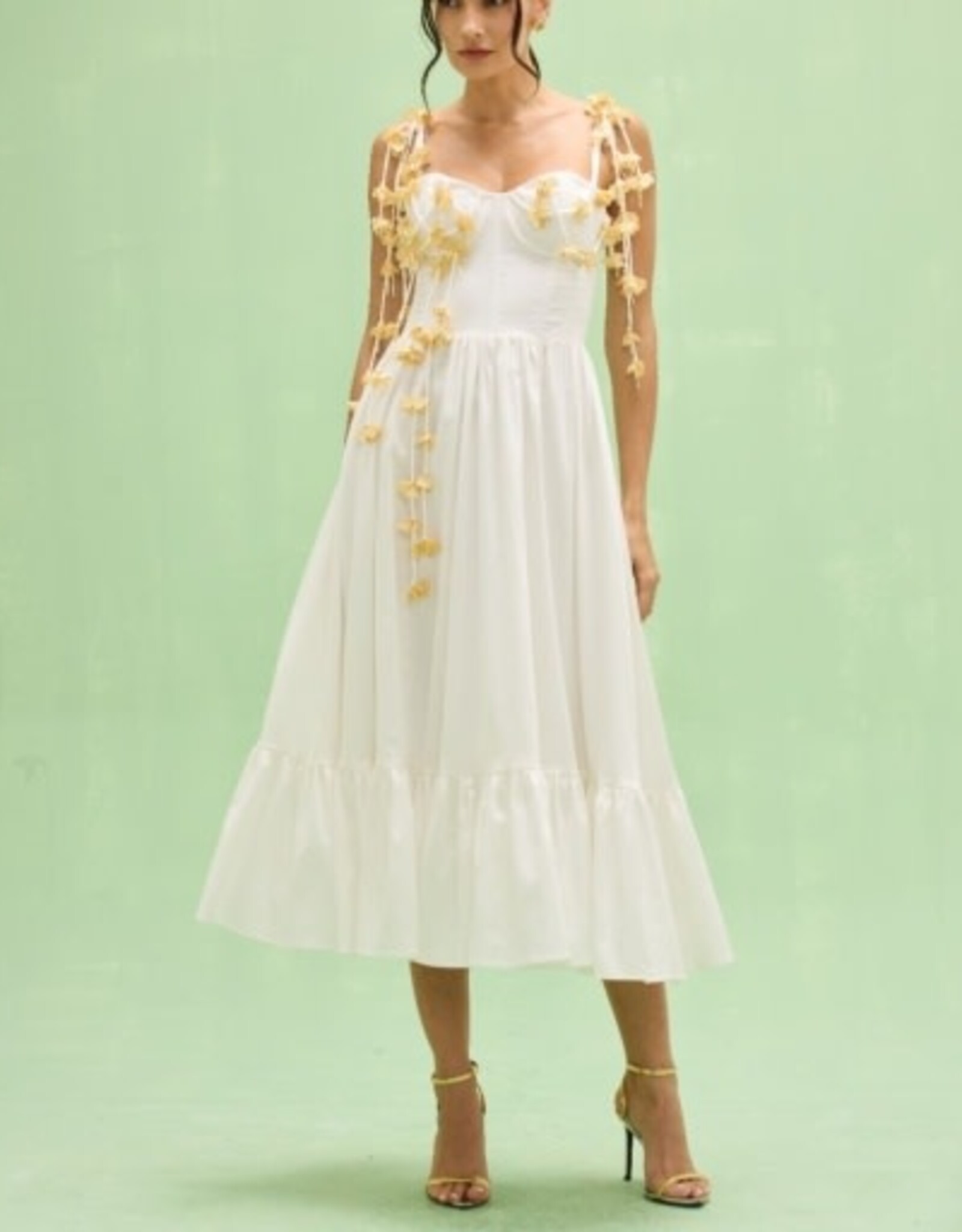 PatBo TRICOLINE LOTUS MIDI DRESS
