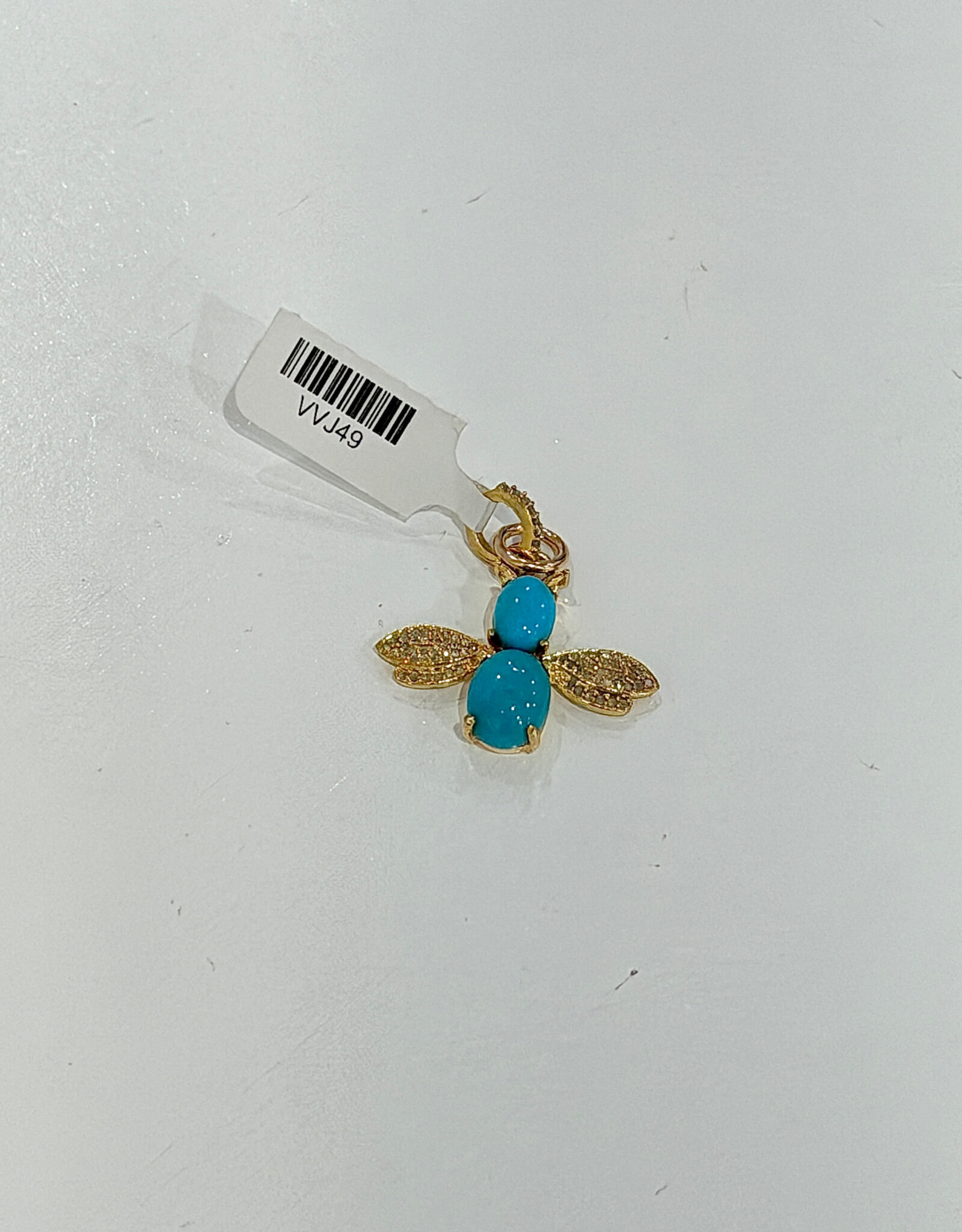 Sennod Jewelry Design VVJ49- Turquoise & Diamond Bee- Gold
