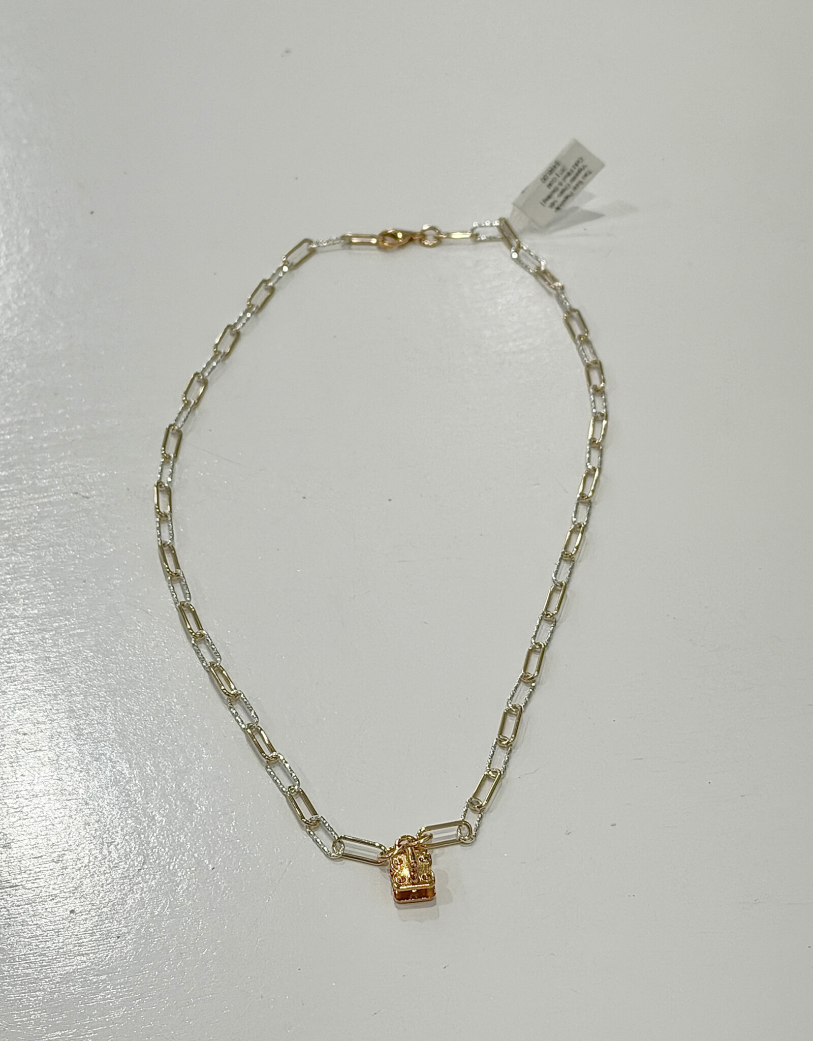 Sennod Jewelry Design N1399G-20 - Two Tone Paperclip Vignette Chain 20"- 14K Gold Filled & Sterling