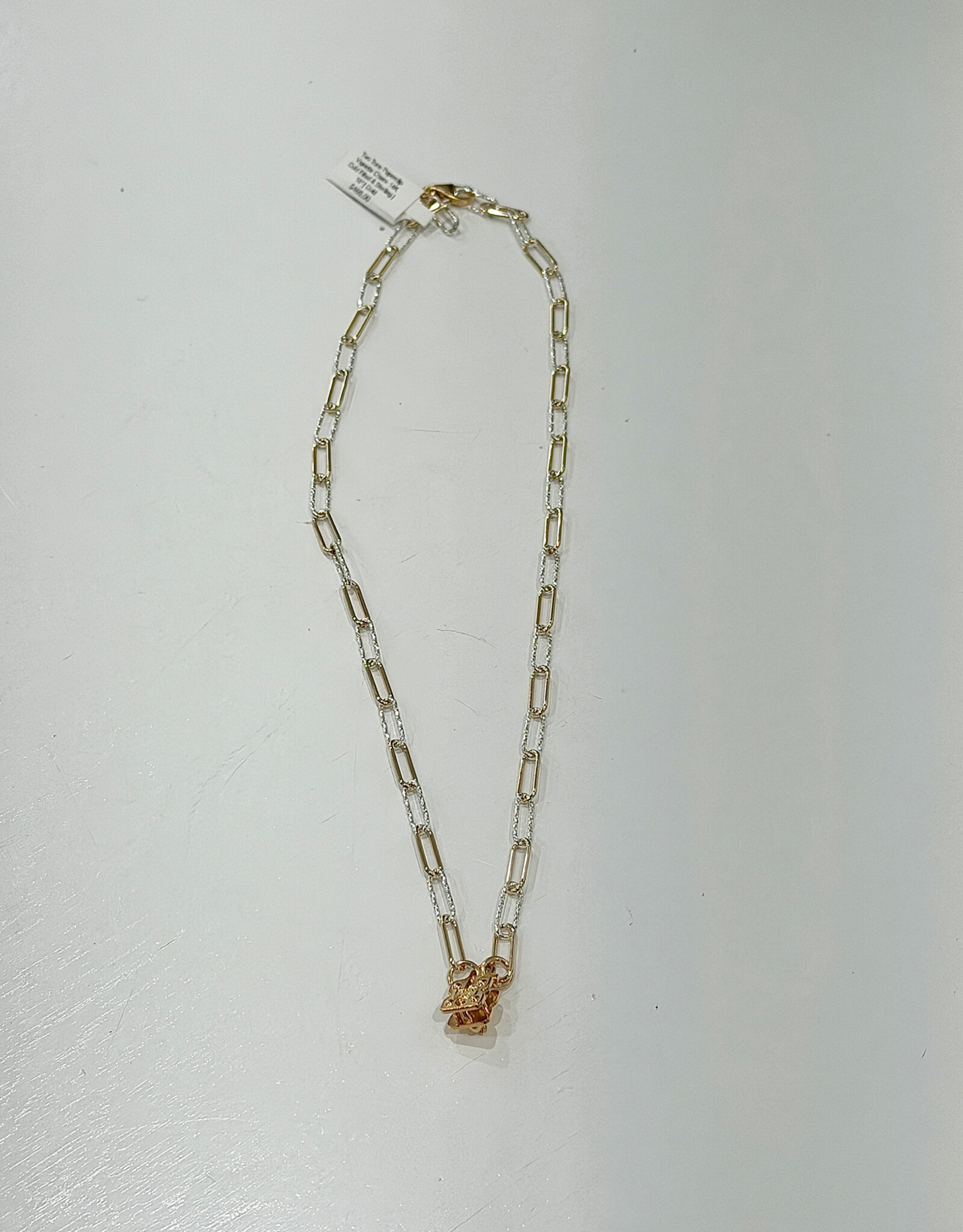 Sennod Jewelry Design N1399G-18 - Two Tone Paperclip Vignette Chain 18"- 14K Gold Filled & Sterling
