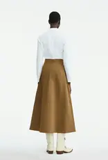 Lela Rose Leather Floral Embroidered Rustic Stretch Cotton Skirt