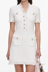 Self Portrait CREAM TEXTURED KNIT MINI DRESS