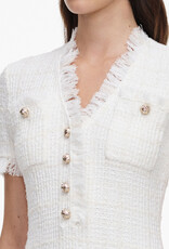 Self Portrait CREAM TEXTURED KNIT MINI DRESS