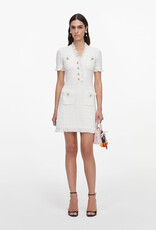 Self Portrait CREAM TEXTURED KNIT MINI DRESS