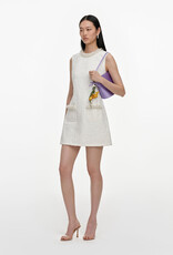 Self Portrait CREAM TEXTURED DENIM MINI DRESS