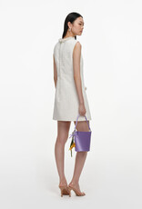Self Portrait CREAM TEXTURED DENIM MINI DRESS