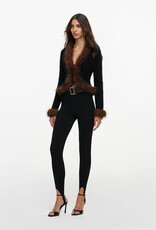 Self Portrait BLACK FAUX FUR KNIT CARDIGAN