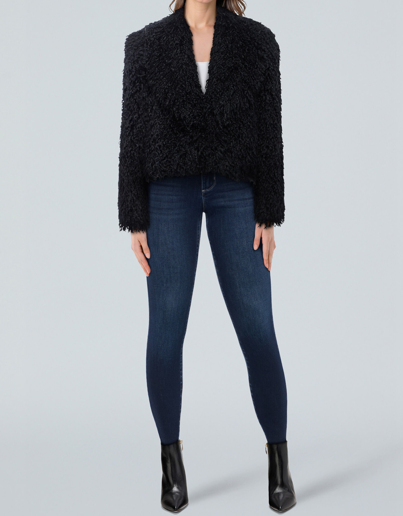 L'AGENCE AURA CROP FAUX FUR JACKET