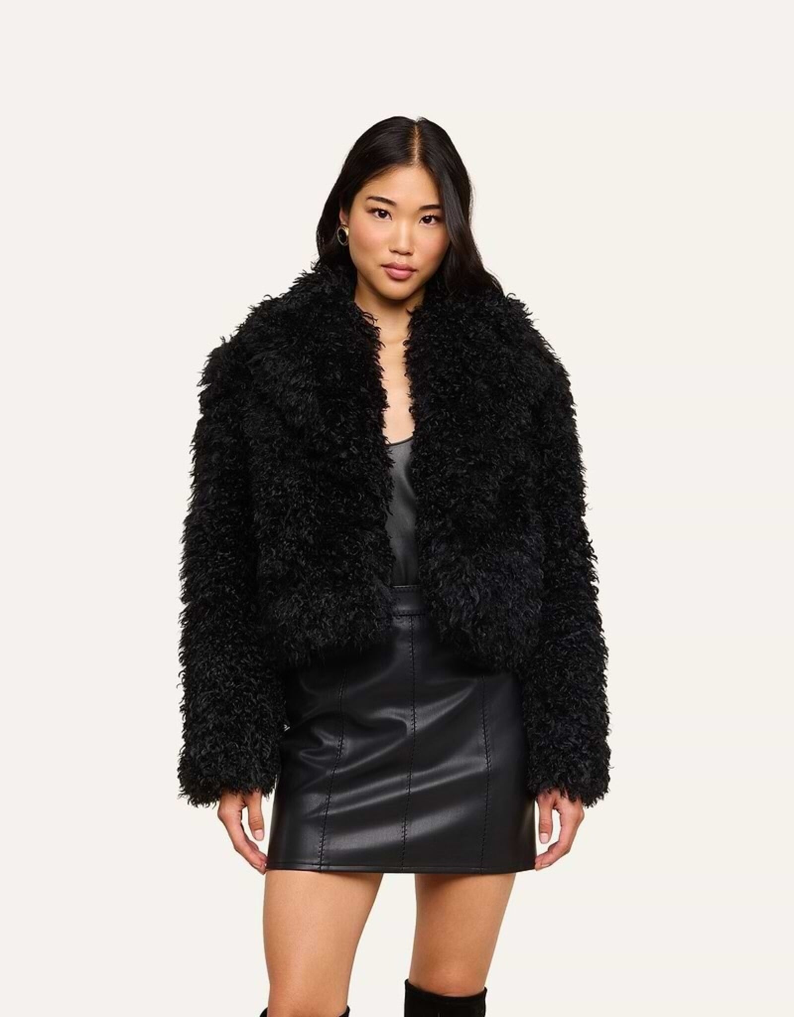 L'AGENCE AURA CROP FAUX FUR JACKET