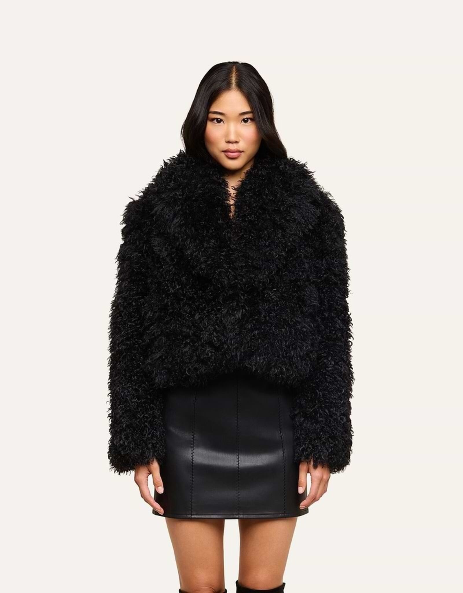 L'AGENCE AURA CROP FAUX FUR JACKET