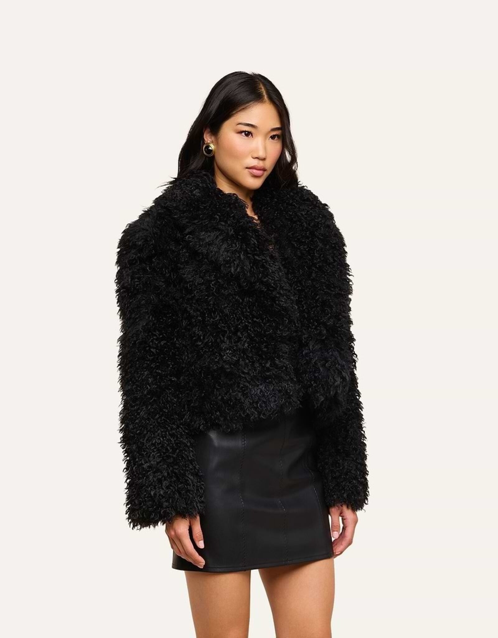 L'AGENCE AURA CROP FAUX FUR JACKET