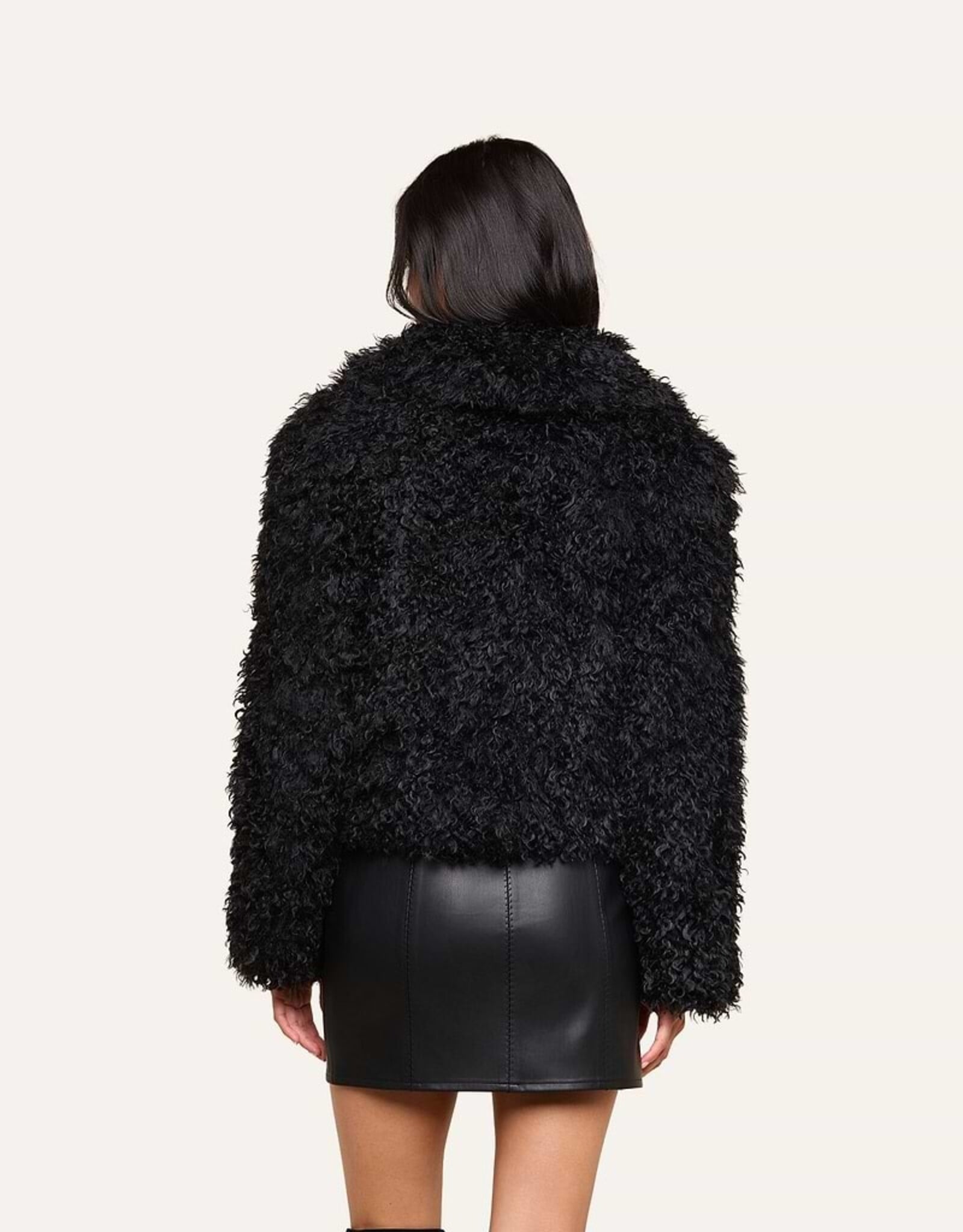 L'AGENCE AURA CROP FAUX FUR JACKET