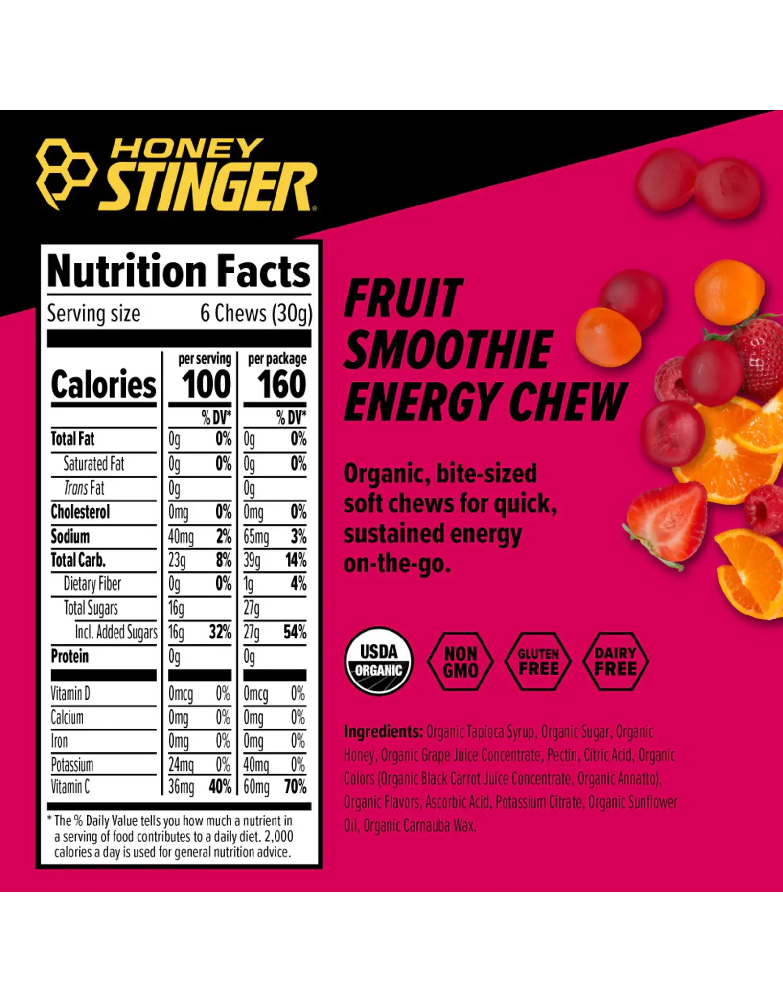 Honey Stinger Honey Stinger Organic Energy Chew, Fruit Smoothie