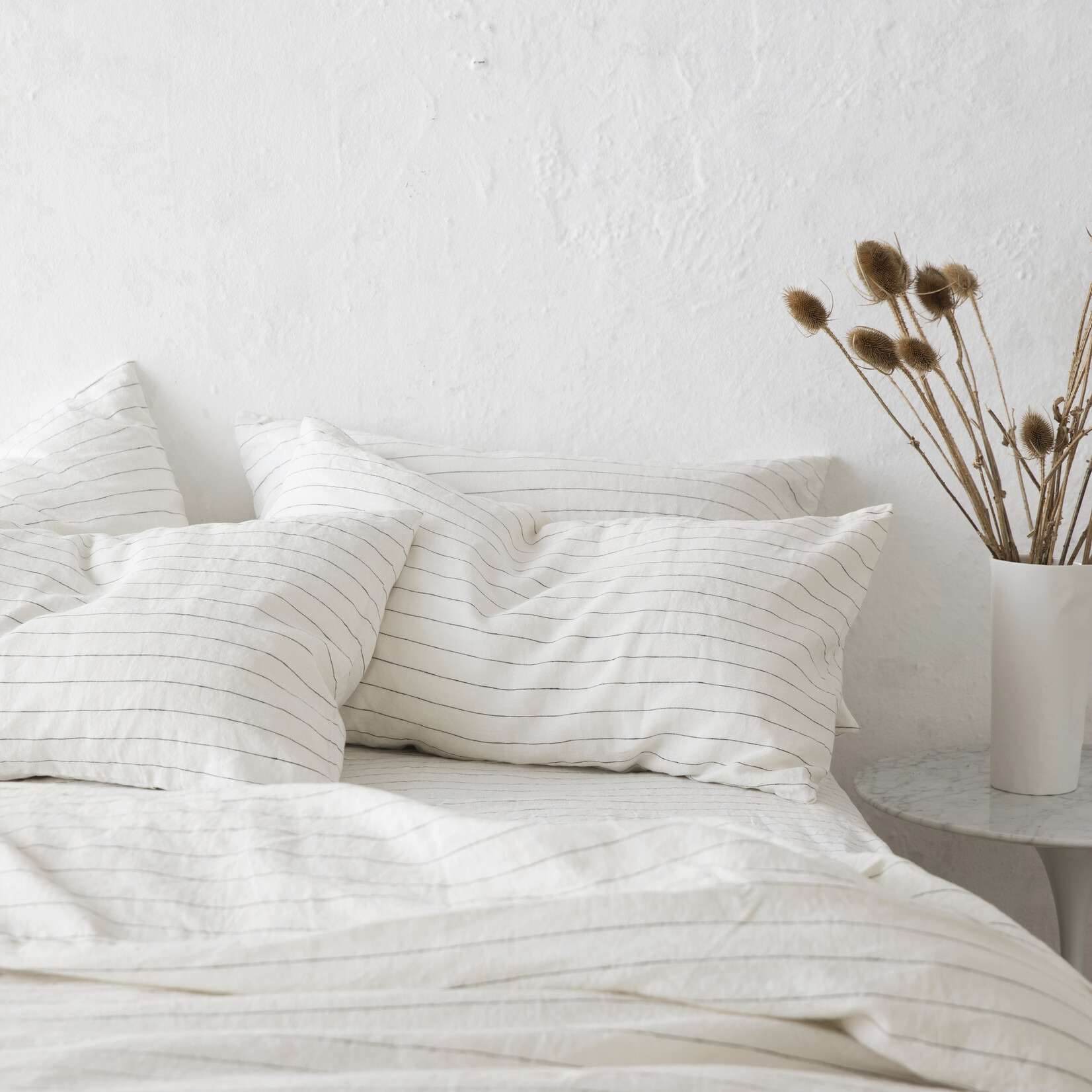 Linen Duvet Cover - pencil stripe