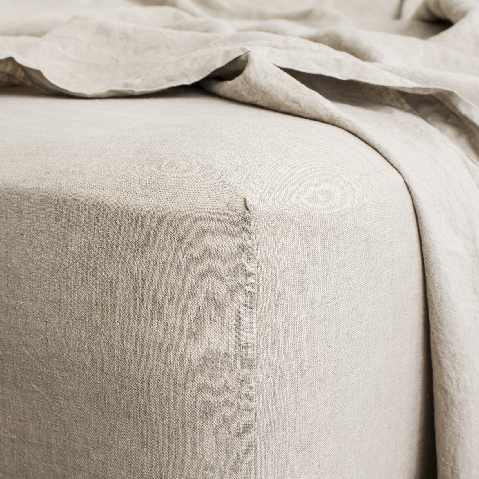 Linen Fitted Sheet - natural - Three 