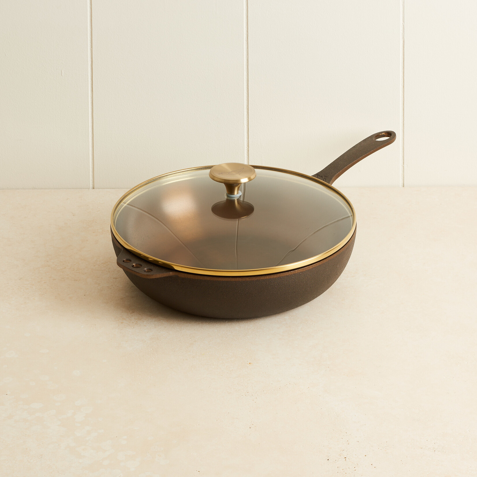 No 11 Cast Iron Deep Chef Pan with glass lid