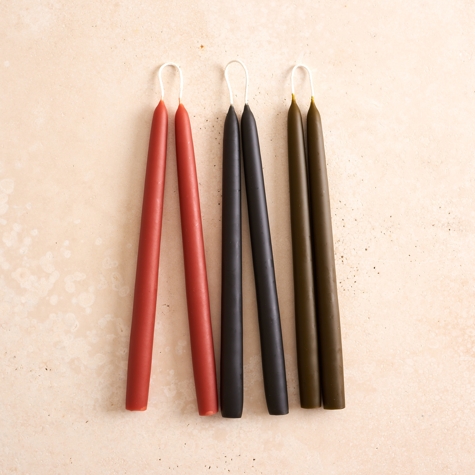 Pair of Hand-dipped Beeswax Tapers- jasmine tea